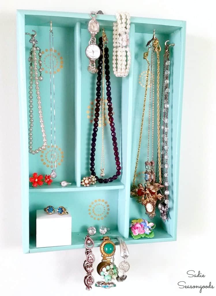 recycled silverware tray turned jewelry organizer