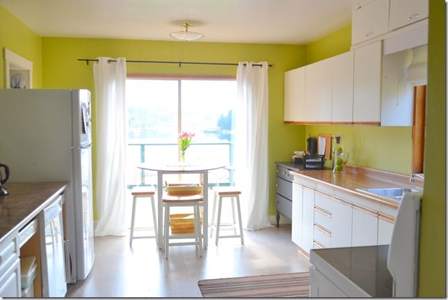 green and white kitchen