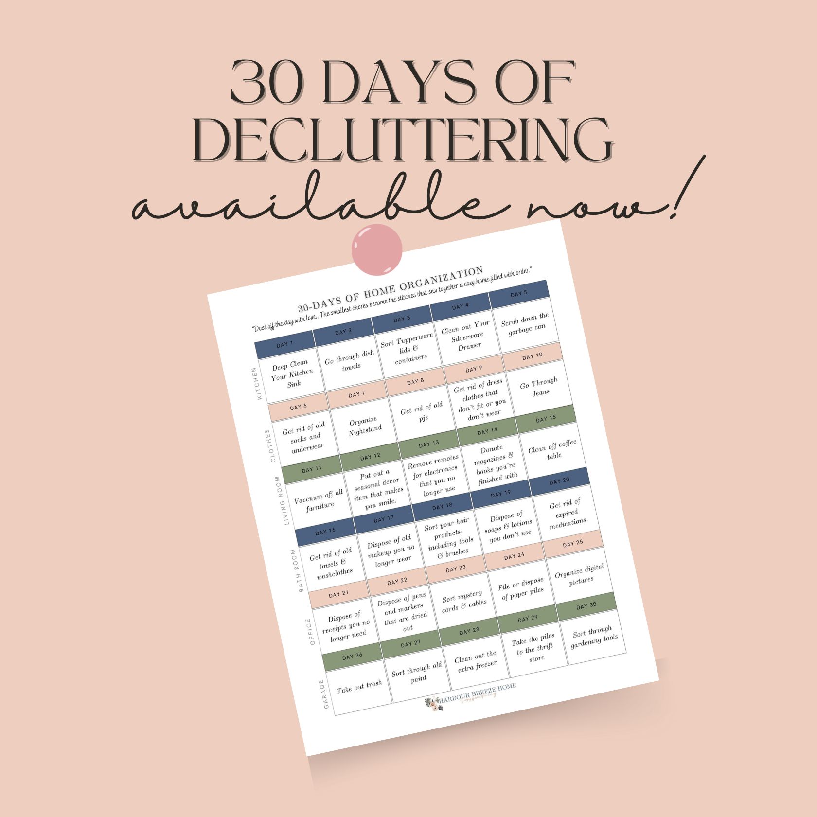 Thirty-Day Home Reset – Free Printable Calendar Available!