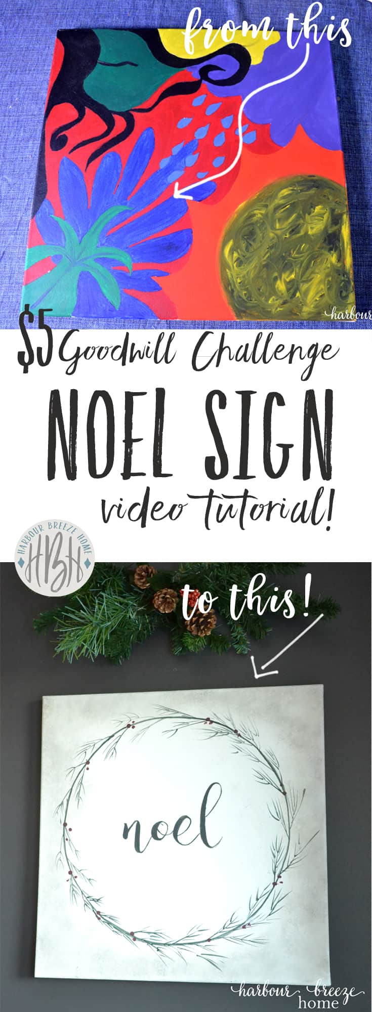 $5 Goodwill Challenge ~ Painted Noel Sign