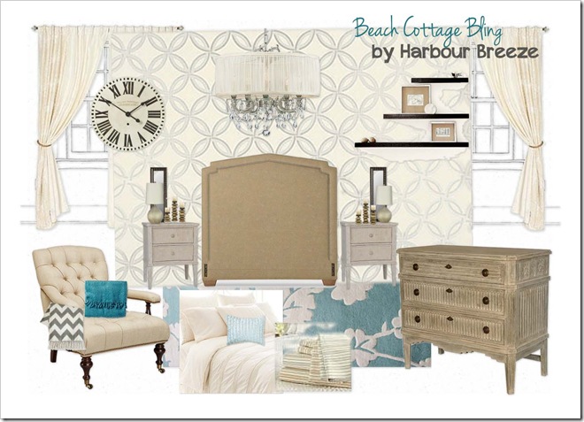 OB-Beach Cottage Bling Bedroom words