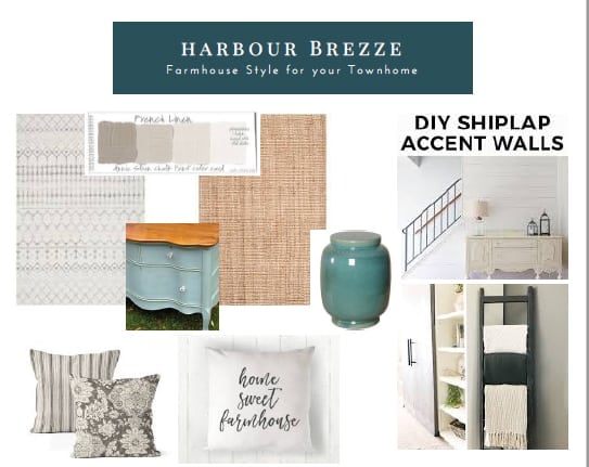 inspiration board of elements of a room makeover design