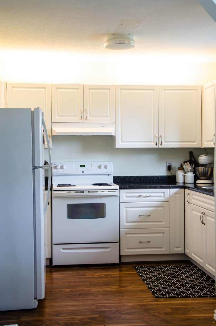 kitchen after above kitchen cabinet lighting is installed