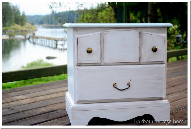 aqua and white bedside table