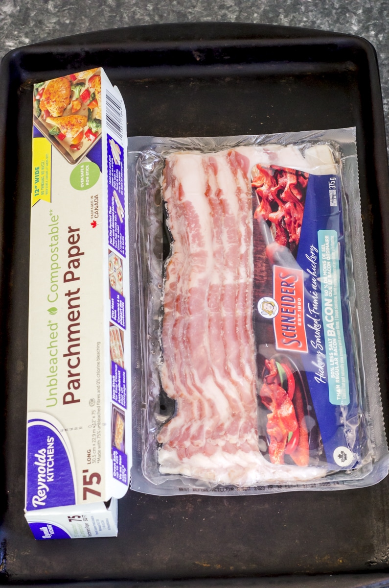 Ingredients and supplies you'll need for how to cook bacon in the oven