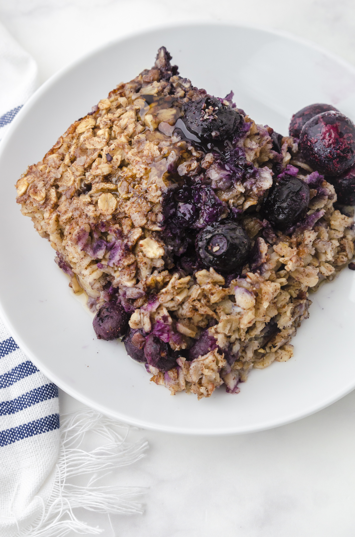 A slice of blueberry banana baked oats.