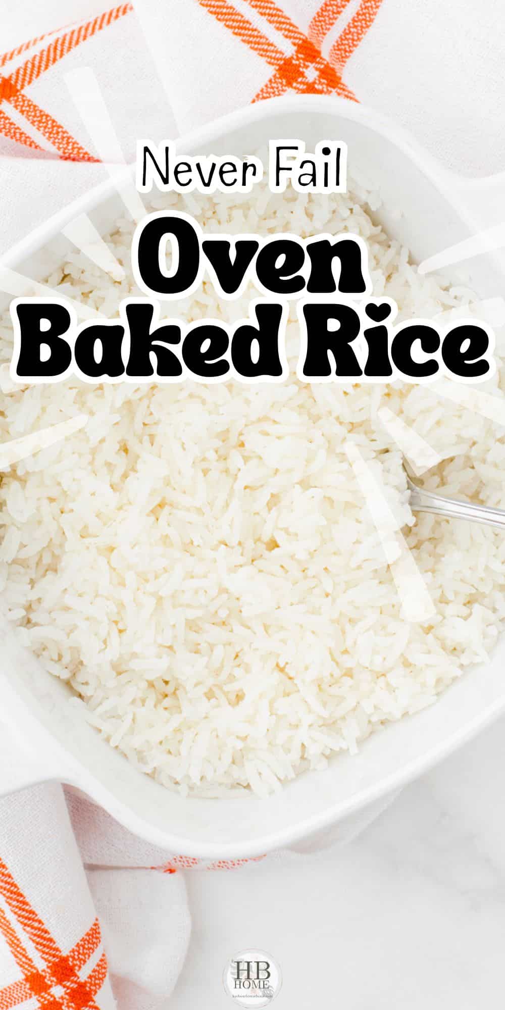 A pan of fluffy oven baked rice.