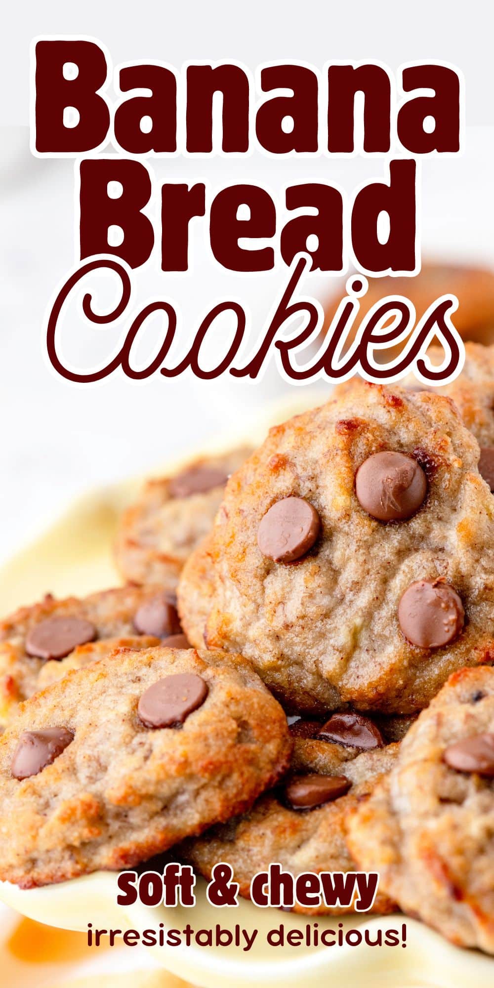 Close up of banana bread cookies on a platter.