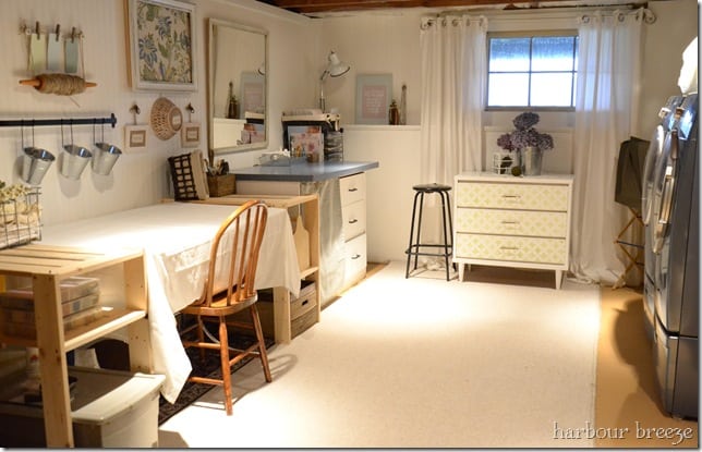 Basement Transformation for Craft and Laundry