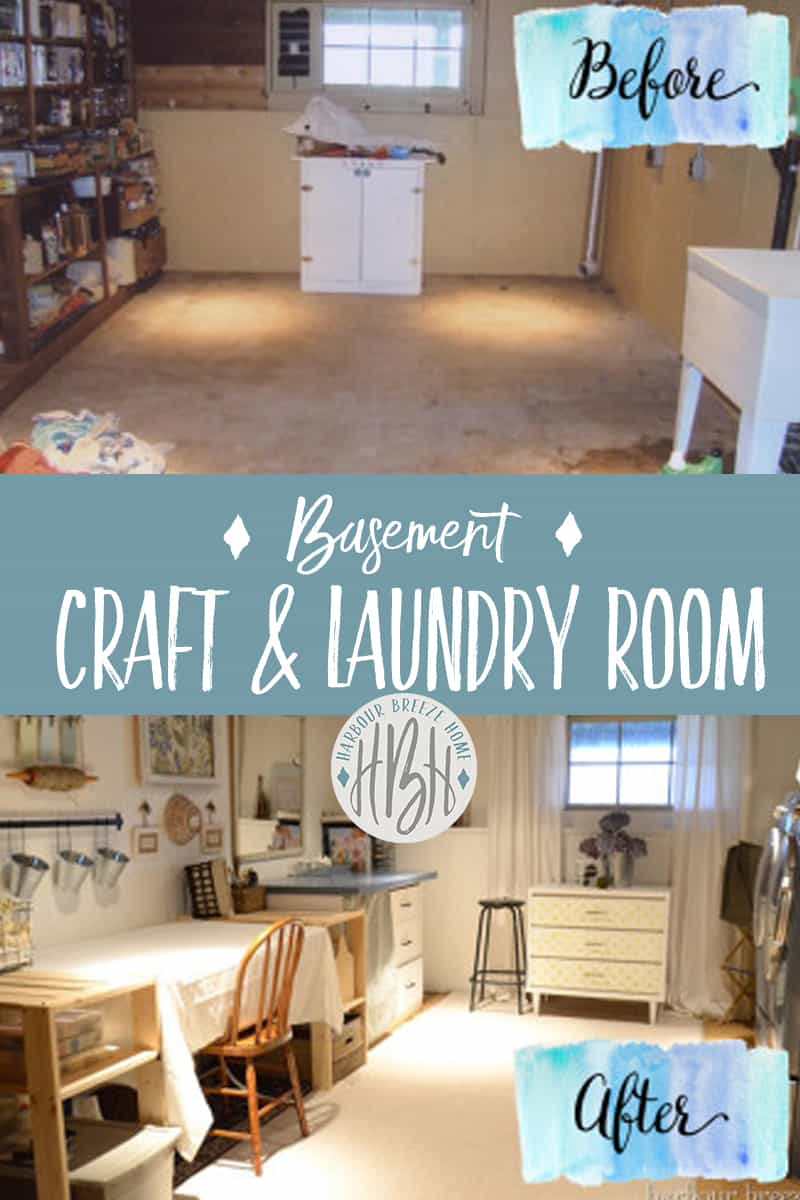 basement craft & laundry room makeover reveal