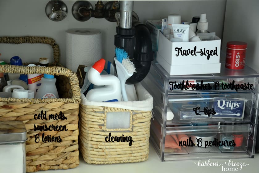 under the sink bathroom organization system