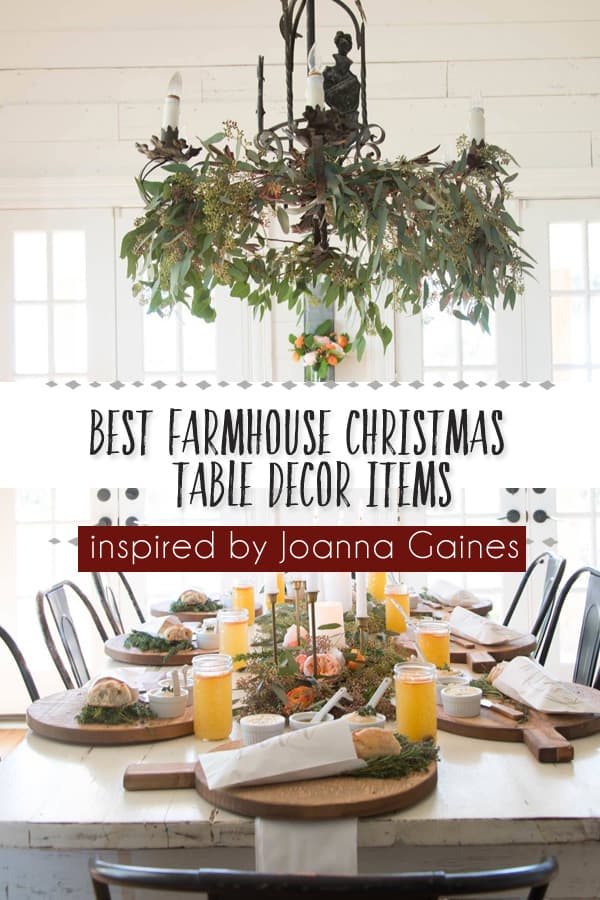 Best Farmhouse Christmas Table Decor Items inspired by Joanna Gaines | Find sources for farmhouse style Christmas decor that can be shipped to Canada. From linens and greenery to plates and rustic napkin rings, it has everything for a lovely #farmhousechristmas setting. #joannagaines #farmhousetable #canada #fixerupperstyle