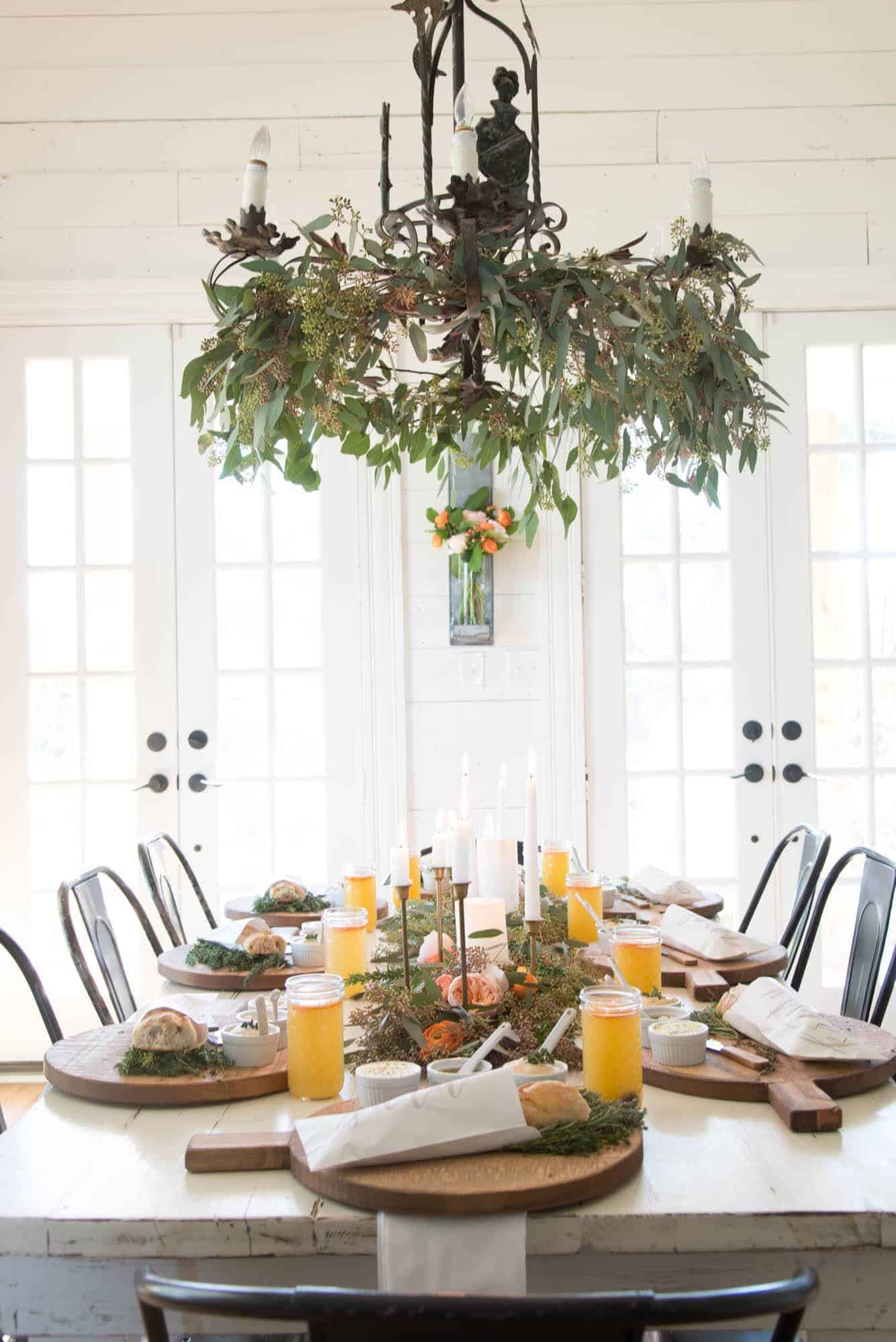 winter dinner party farmhouse table setting
