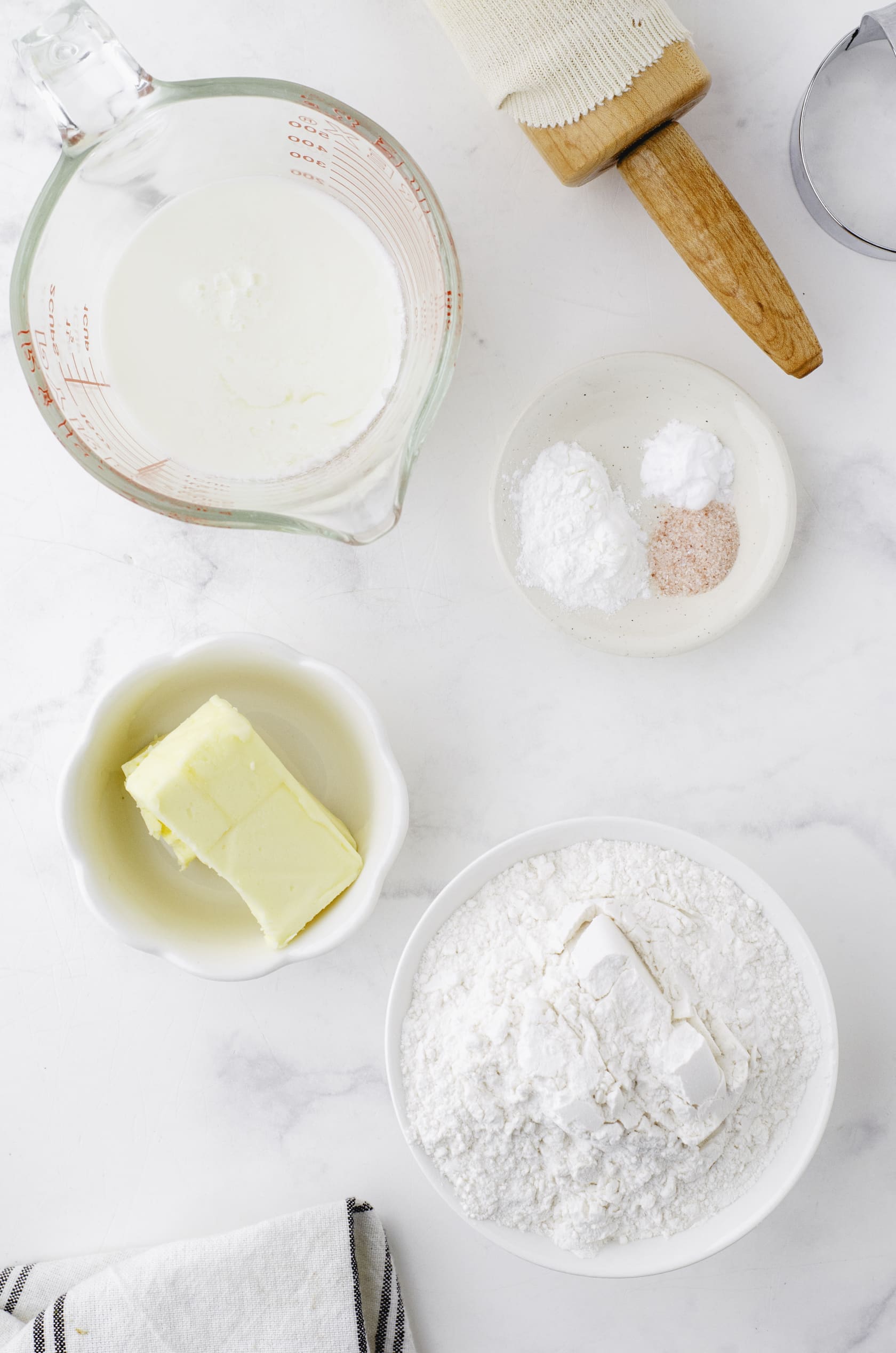Ingredients needed for baking powder biscuits