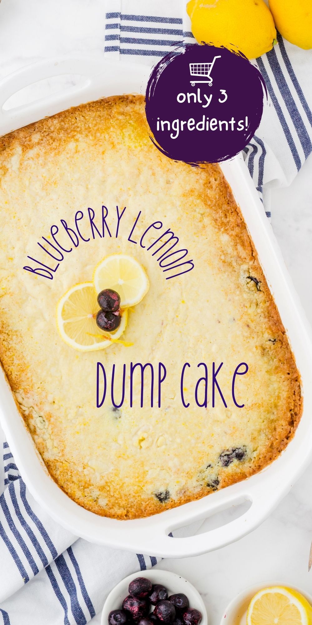 Lemon Cake Mix with Blueberry Pie Filling Dump Cake