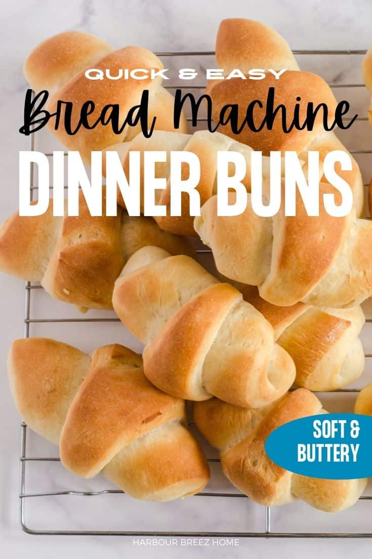 The Best Ever Quick & Easy Bread Machine Dinner Rolls on a cooling rack