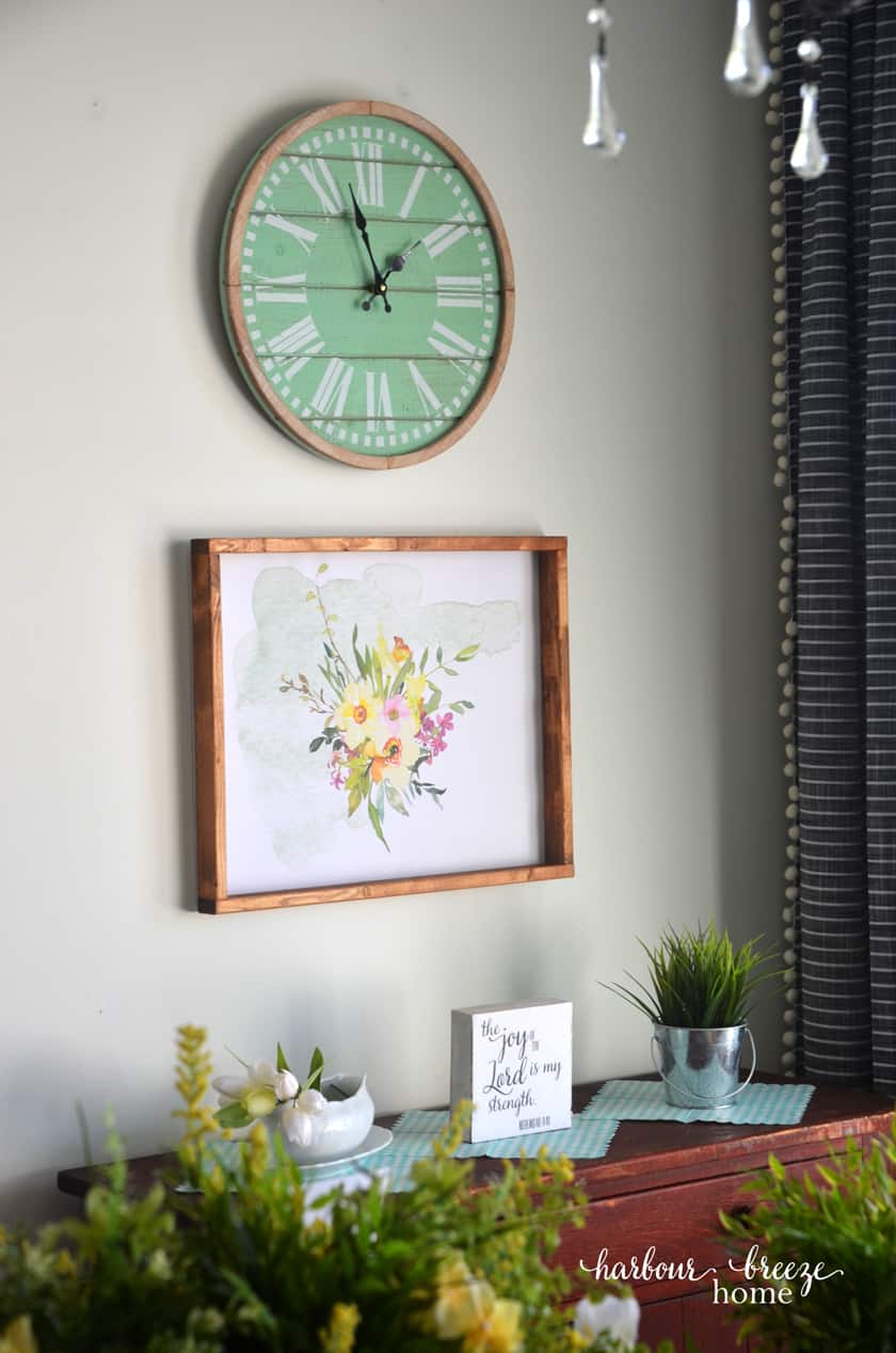 free printable flower art hanging on a wall