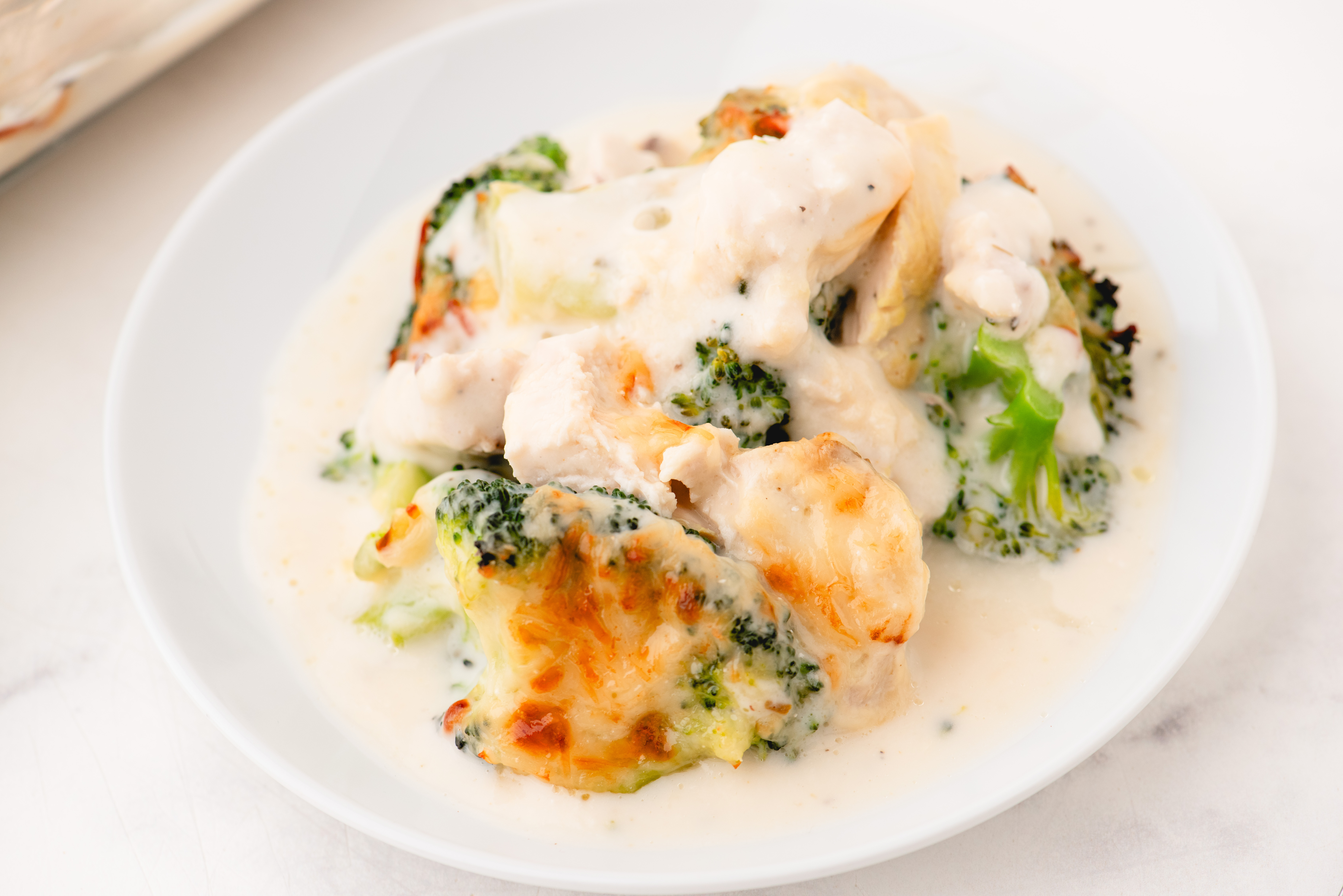 Creamy Broccoli Chicken Alfredo Casserole