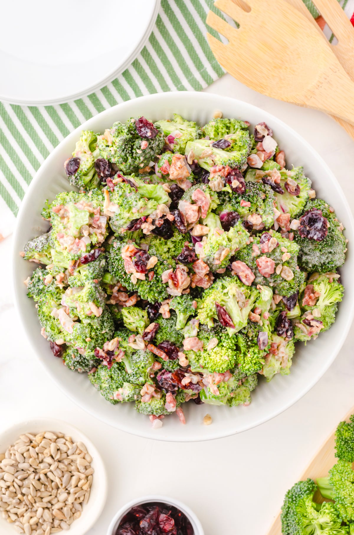 bowl of broccoli cranberry salad