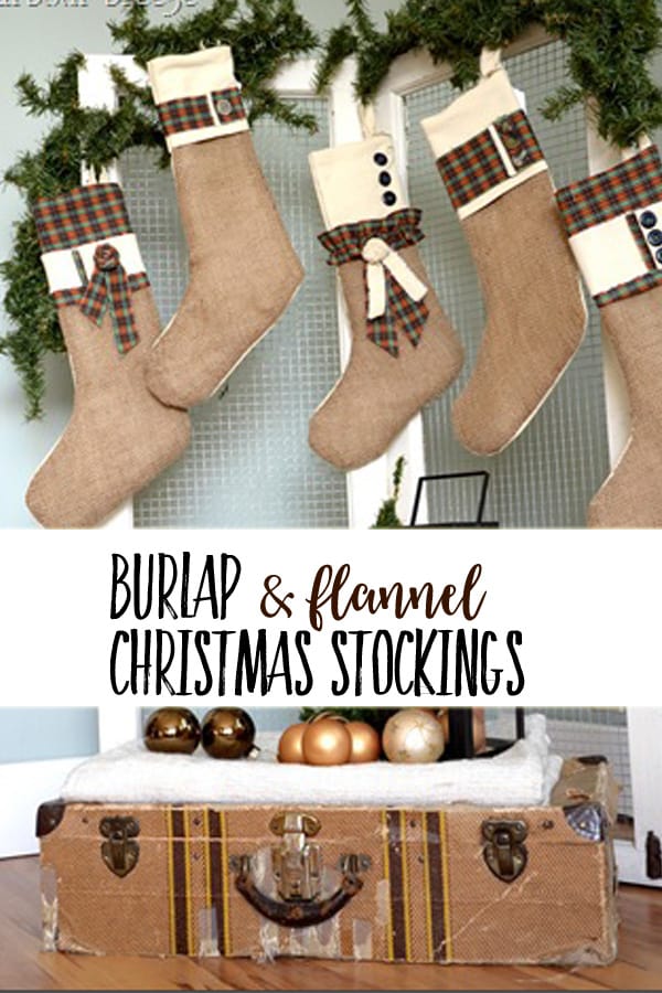 Burlap and Flannel Christmas Stockings