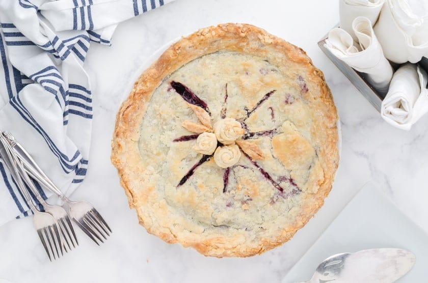 Homemade cherry pie out of the oven