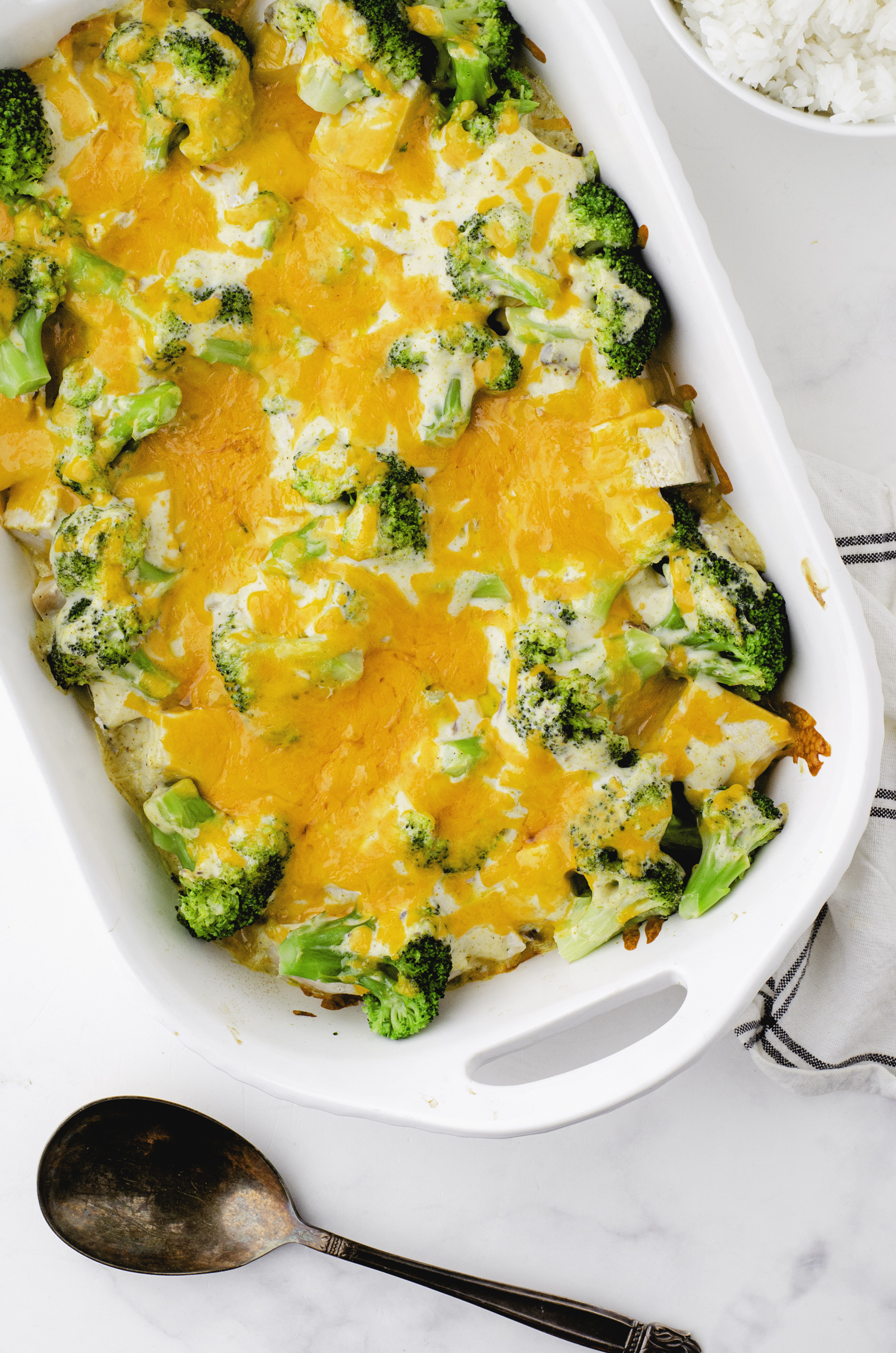 baked chicken divan casserole ready to serve