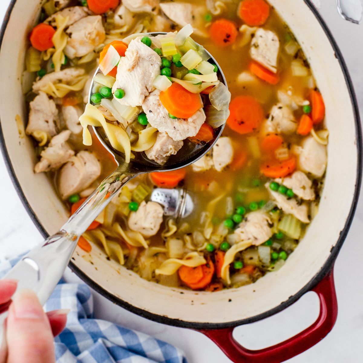 Comforting Chicken Noodle Soup with Chicken Breasts and a Secret Spice