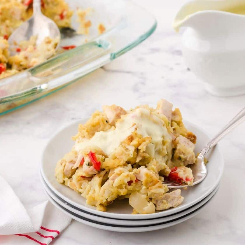 Savory Chicken and Dressing Bake with Rich Gravy