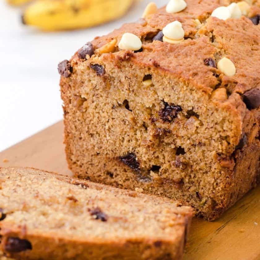 Rich Peanut Butter and Chocolate Chip Banana Loaf