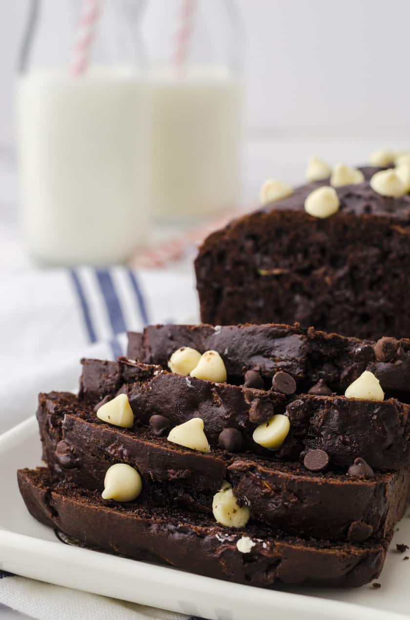 Slices of chocolate zucchini bread