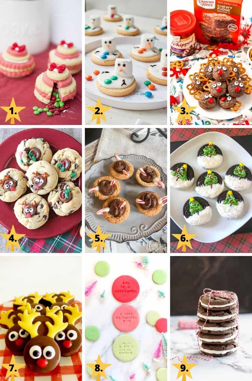 Pictures of Cute Christmas cookies of snowmen, reindeer, Christmas trees, and Christmas ornament cookie