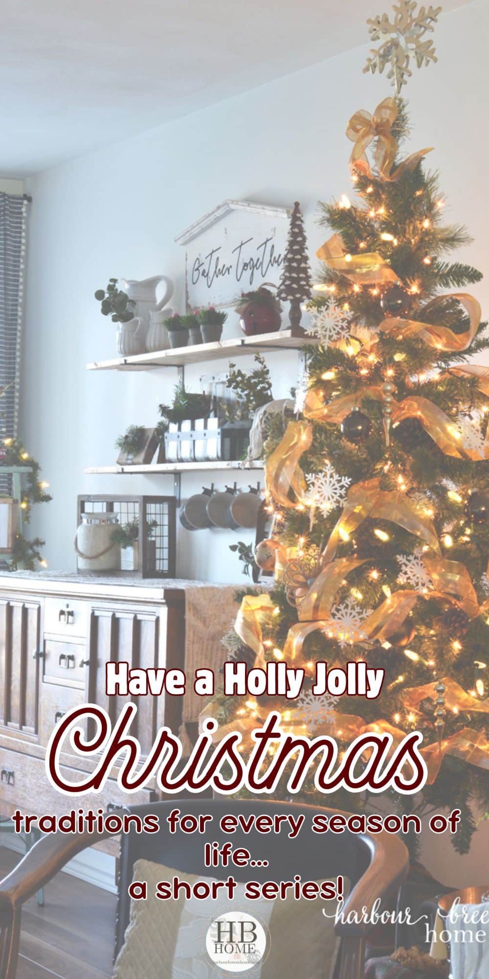 A christmas tree with twinkle lights with the caption "Have a Holly Jolly Christmas - Traditions for every Season of Life - a short series"