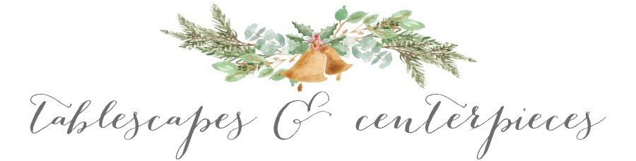 handdrawn graphic of a bell in a swag labeled tabelscapes and centerpieces