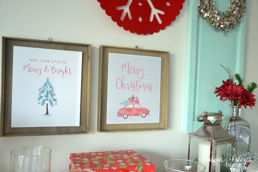 Aqua Blue & Red Christmas Decor