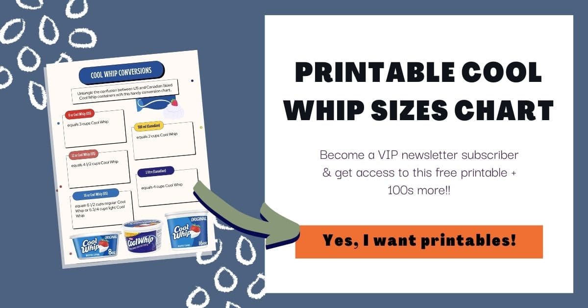 Cool Whip Sizes: 8 oz to Litres, Cups & ML (US + Canada Chart)