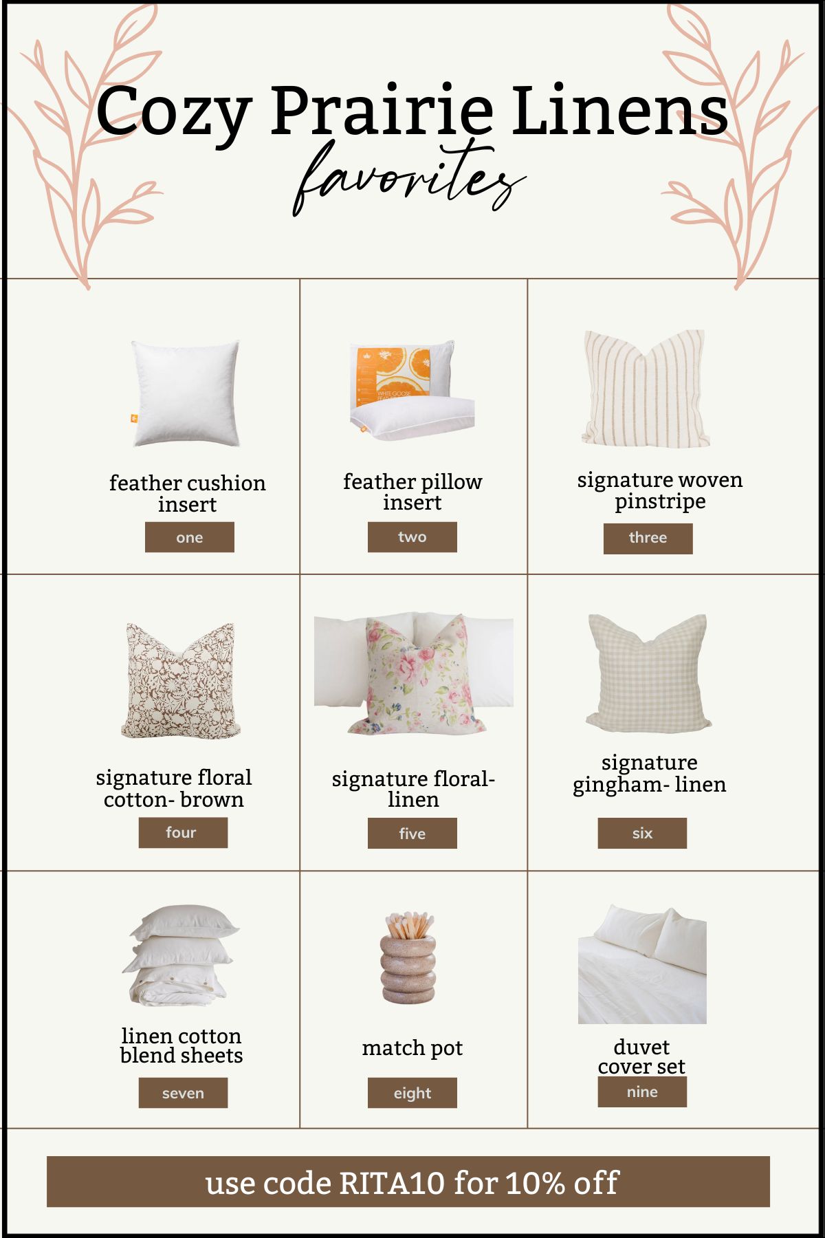 Down Inserts, Gorgeous Pillow Covers & Curated Home Decor at Cozy Prairie Linens