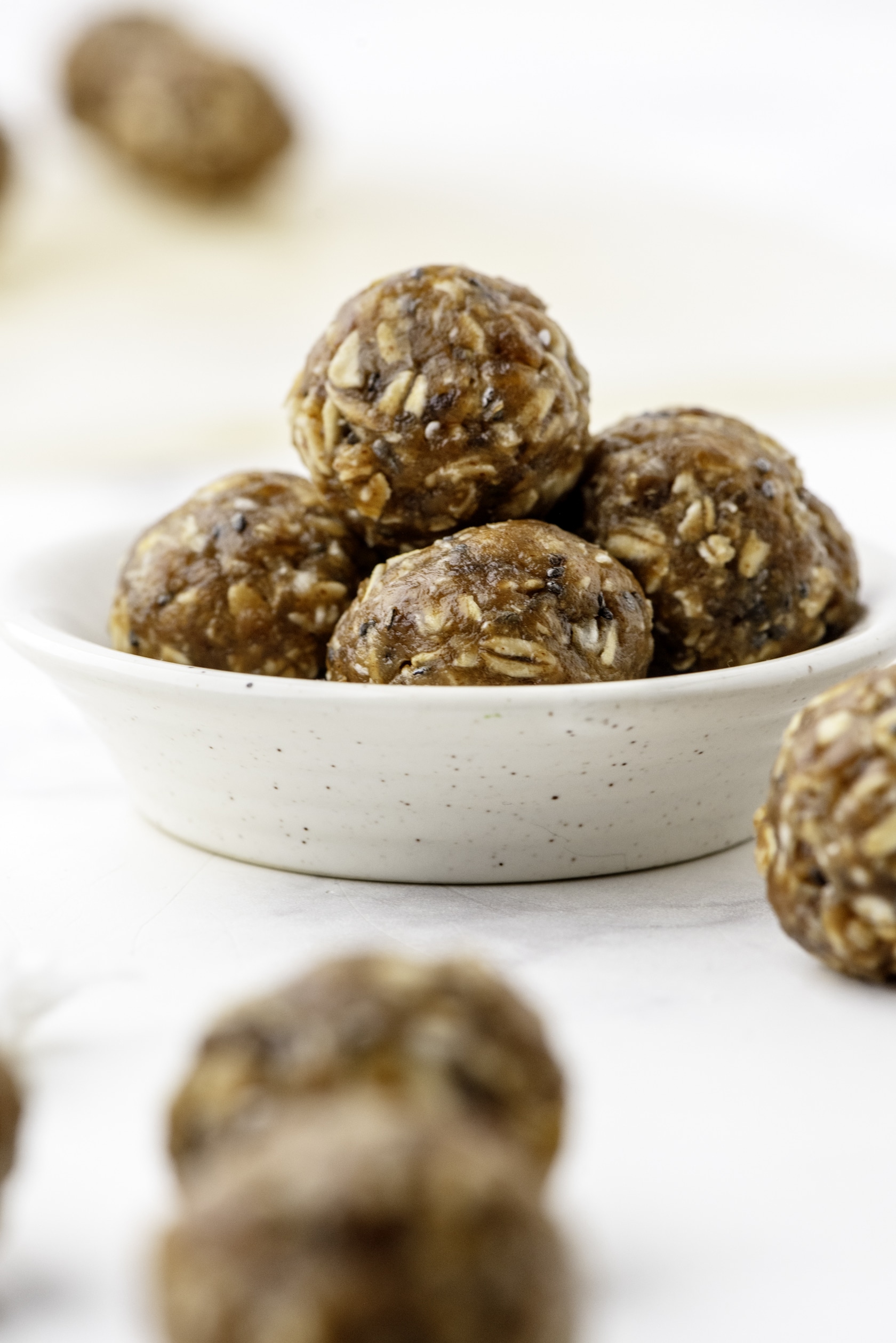 Bowl of oat & date balls