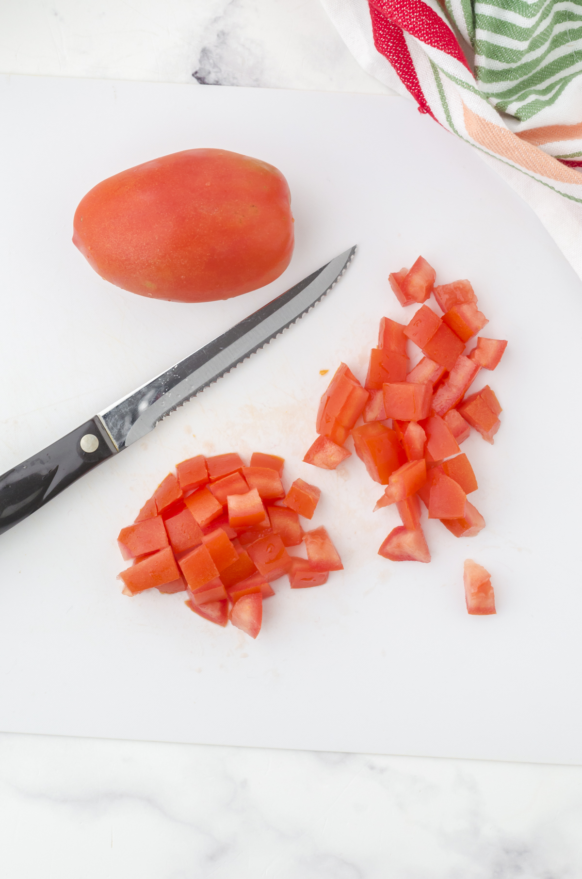 6. Dice - a serrated knife works best.