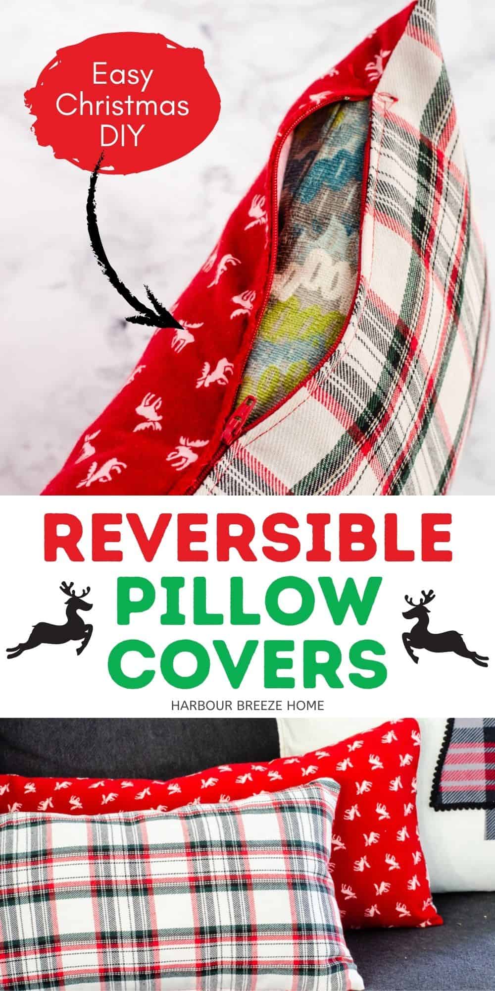 Easy Reversible DIY Accent Pillow Covers Perfect for Christmas