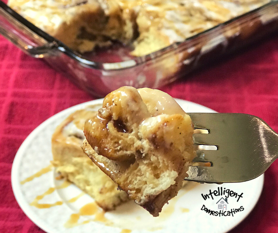 A bite of Apple Stuffed Cinnamon Rolls