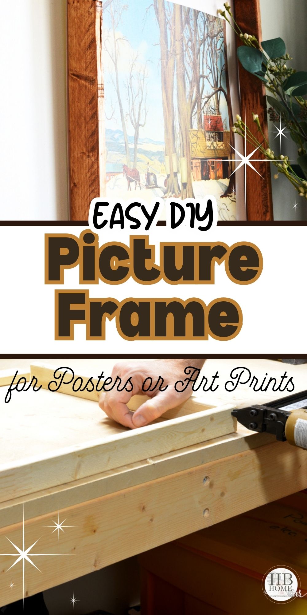 Easy DIY Picture Frame for Large Art or Posters (Cheap 1×2 Wood Frame)