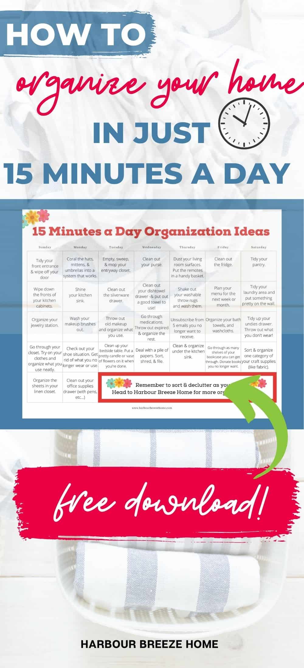 Easy Home Organization Ideas in 15 Minutes a Day