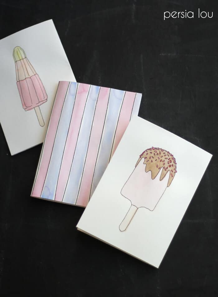 Image for Free Printable Watercoloring Popsicle Cards