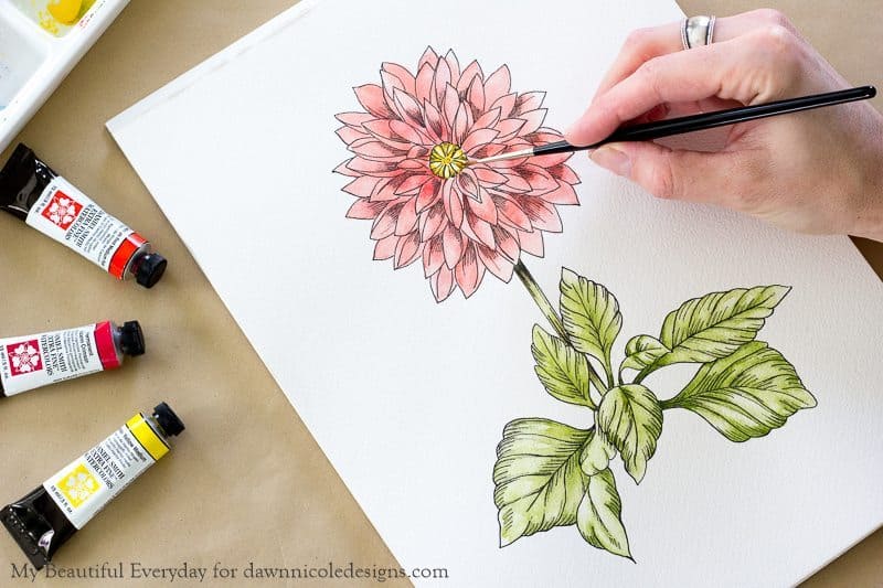 Image for DIY Watercolor Dahlia + Printable