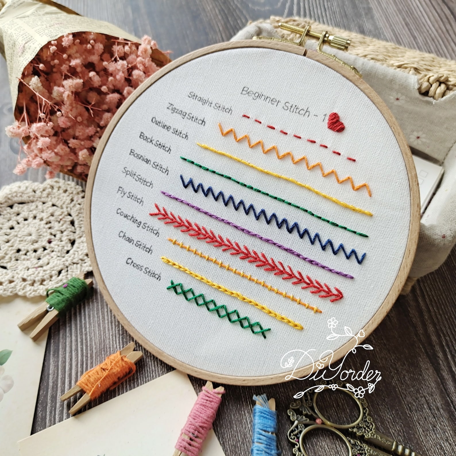an embroidery sampler with different types of stitches