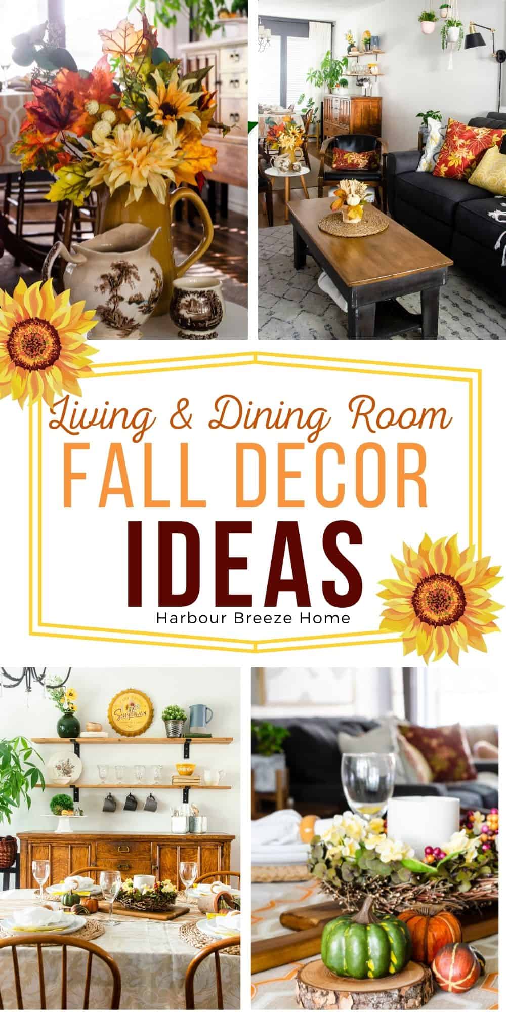 Fall decor ideas for the living and dining room using sunflower yellow