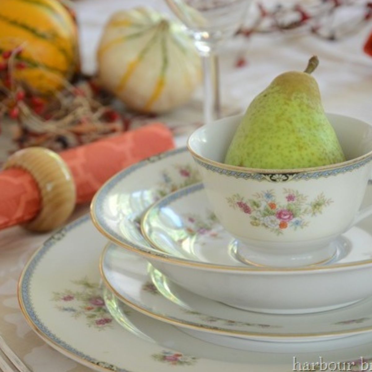 Cozy Autumn Table Setting with Vintage China