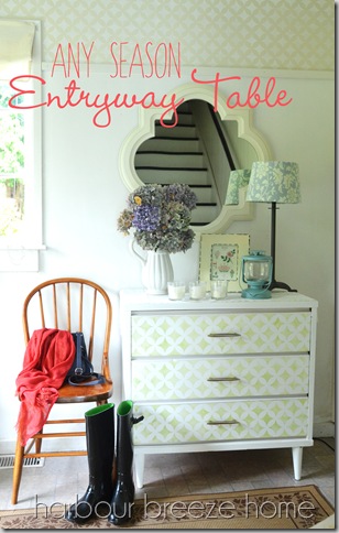 any season entryway table with words
