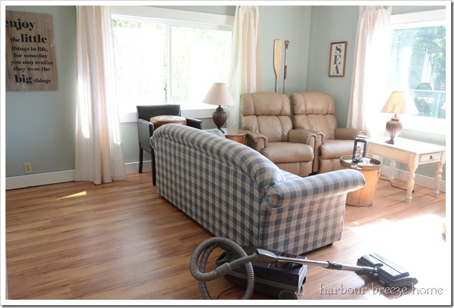 cleaning living room