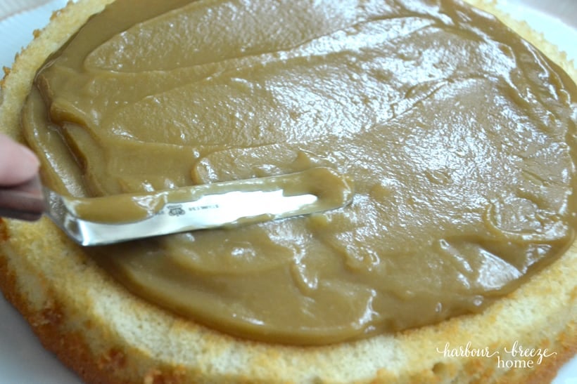 Best Vanilla Cake with Butterscotch Filling and Vanilla Buttercream Icing